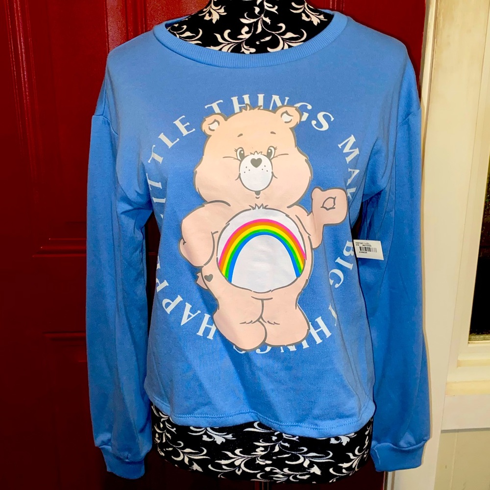 Care Bears Cropped Sweatshirt Crop Top “Little Things Make Big Things Happen”